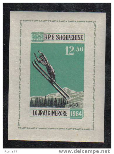 ES82a - ALBANIA 1963 : Olimpiadi Di Innsbruck , BF N. 6J NON Dentellato  *** - Albania