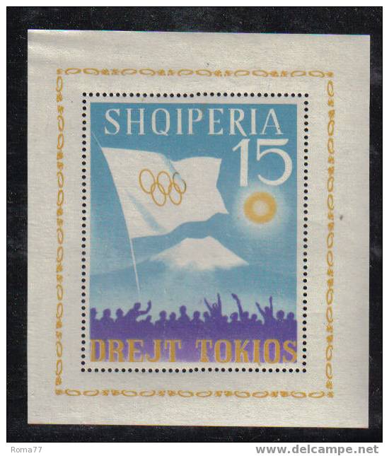 ES73 - ALBANIA ,  BF N. 6K Dentellato *** . Olimpiadi - Estate 1964: Tokio