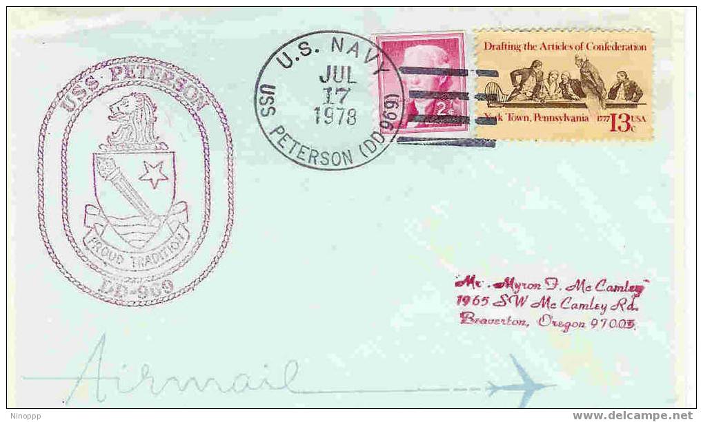 USA-1978 USS Peterson Cover - Sobres De Eventos