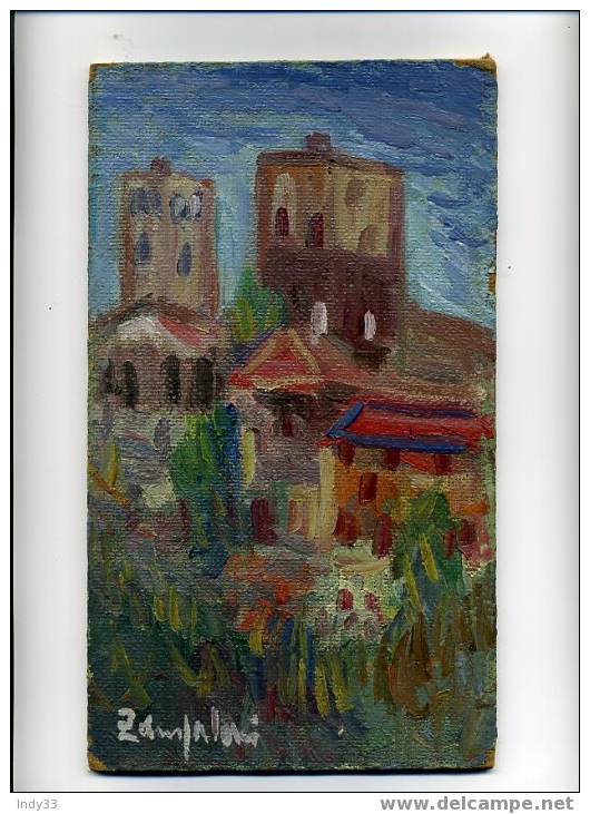 - HUILE SUR PANNEAU D´ISOREL . VILLAGE EN ITALIE ? . SIGNE - Oils