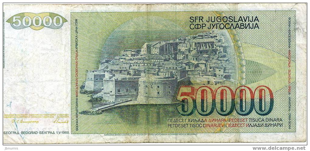 Yougoslavie Yugoslavia 50000 Dinara 1 Mai 1988 P96 - Yougoslavie