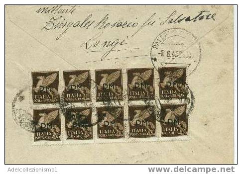 - 40)espresso Con 10x50cen.imperiale Aerea Soprastampata PM+2lire Imperiale Da Longi A Messina Il 8-6-1946 - 1946-60: Usati