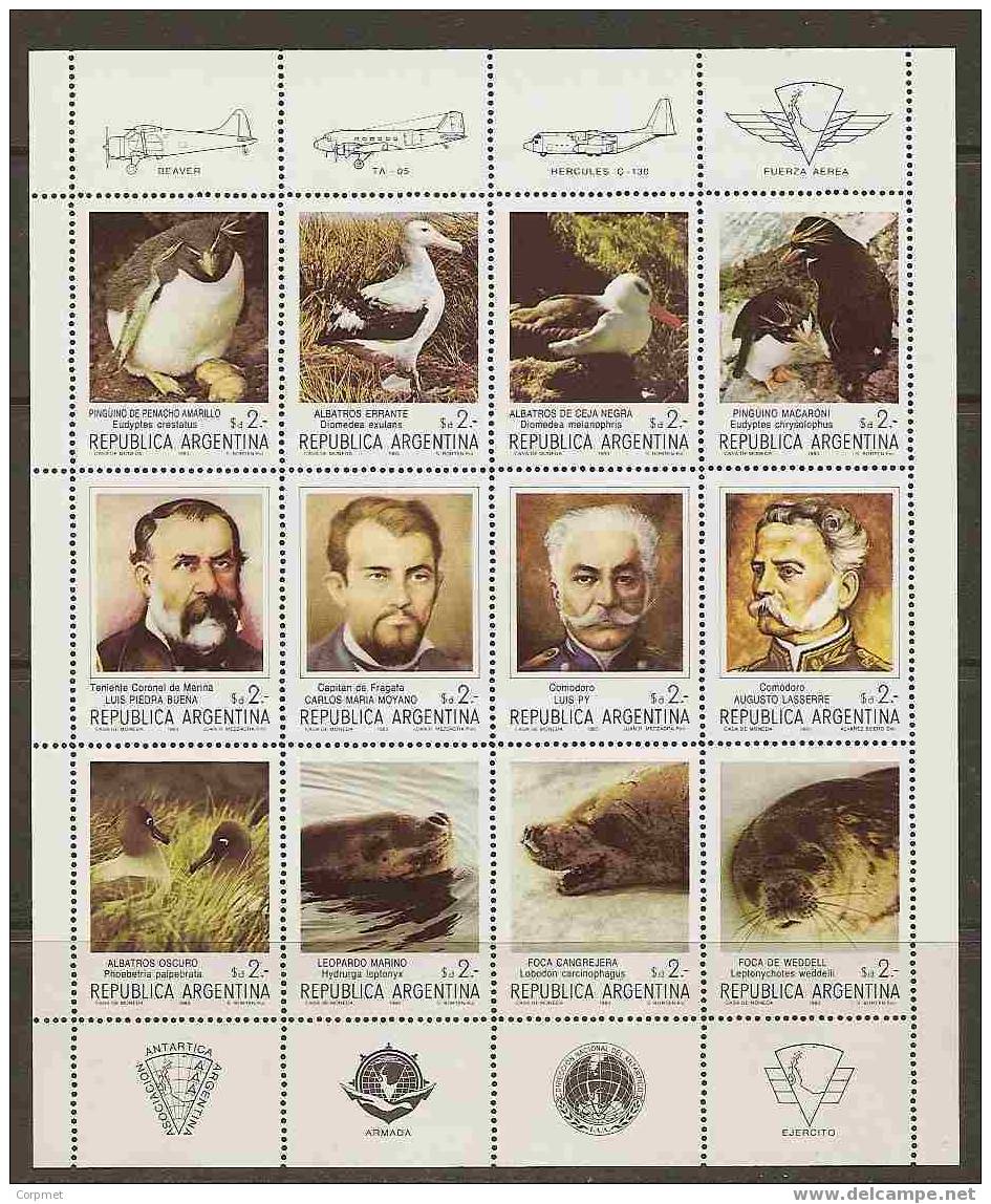FAUNA ANTARTIC With ANTARTIC PIONEERS - ARGENTINA SOUVENIR SHEET - ANTARTIC AIRPLANES - Andere & Zonder Classificatie