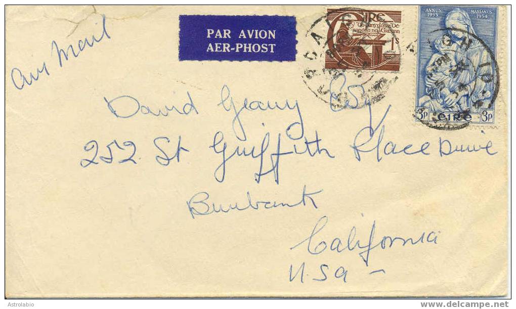 Ireland Postal History. Cover 1954 To USA - Brieven En Documenten