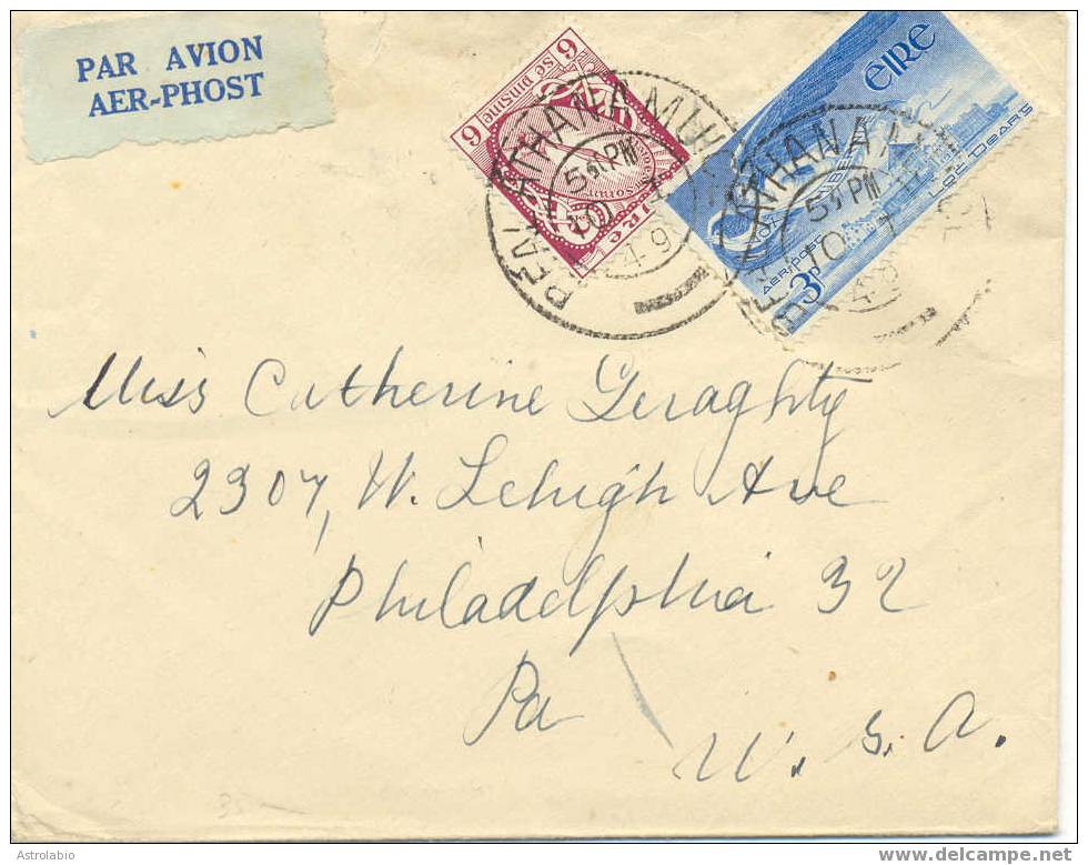 Ireland Postal History. Cover 1949 To USA - Posta Aerea