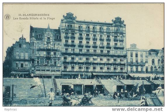 BLANKENBERGHE : Les Grands Hôtels Et La Plage - Cliché F. Walschaerts. Bruxelles - Cachet De La Poste 1927 - Blankenberge