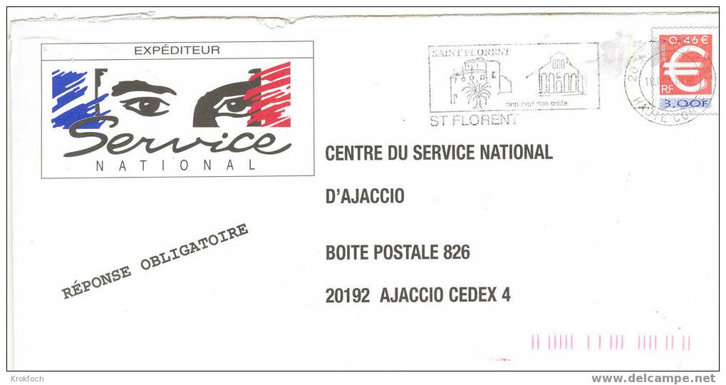 PAP CSN Ajaccio Corse Euro  - Service National - Prêts-à-poster:Stamped On Demand & Semi-official Overprinting (1995-...)