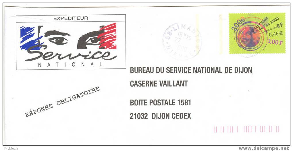 PAP BSN Dijon Service National  - An 2000 - Prêts-à-poster: TSC Et Repiquages Semi-officiels