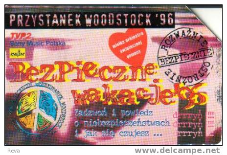 POLAND 25 U SAFE VACATION 96  POLISH  TELEVISION STATION LOGO  TVP2  SPECIAL PRICE !! READ DESCRIPTION !! - Pologne