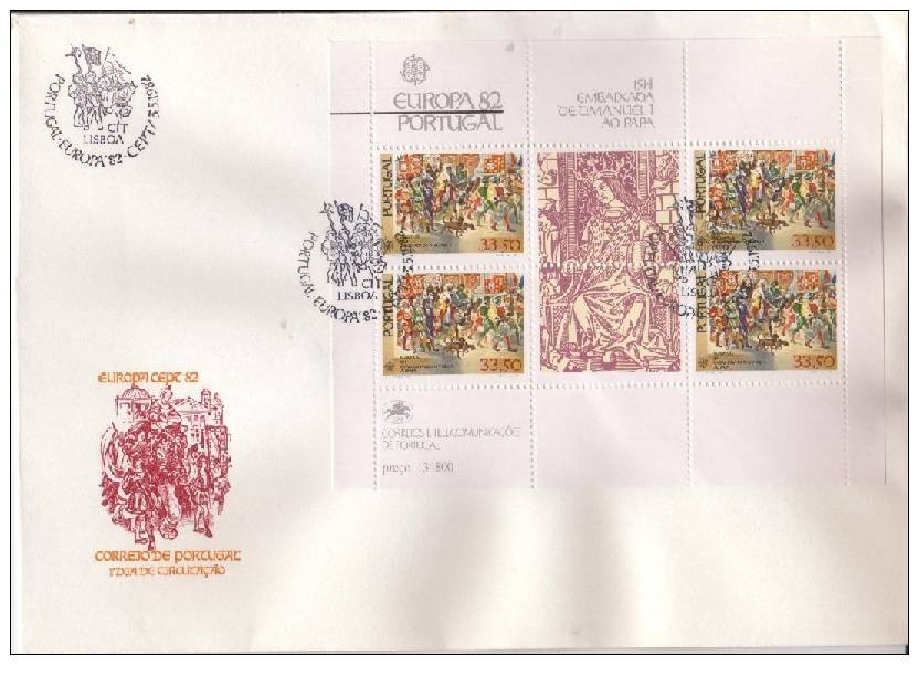 PORTUGAL FDC MICHEL BL 35 €20.00 EUROPA 1982 - 1982