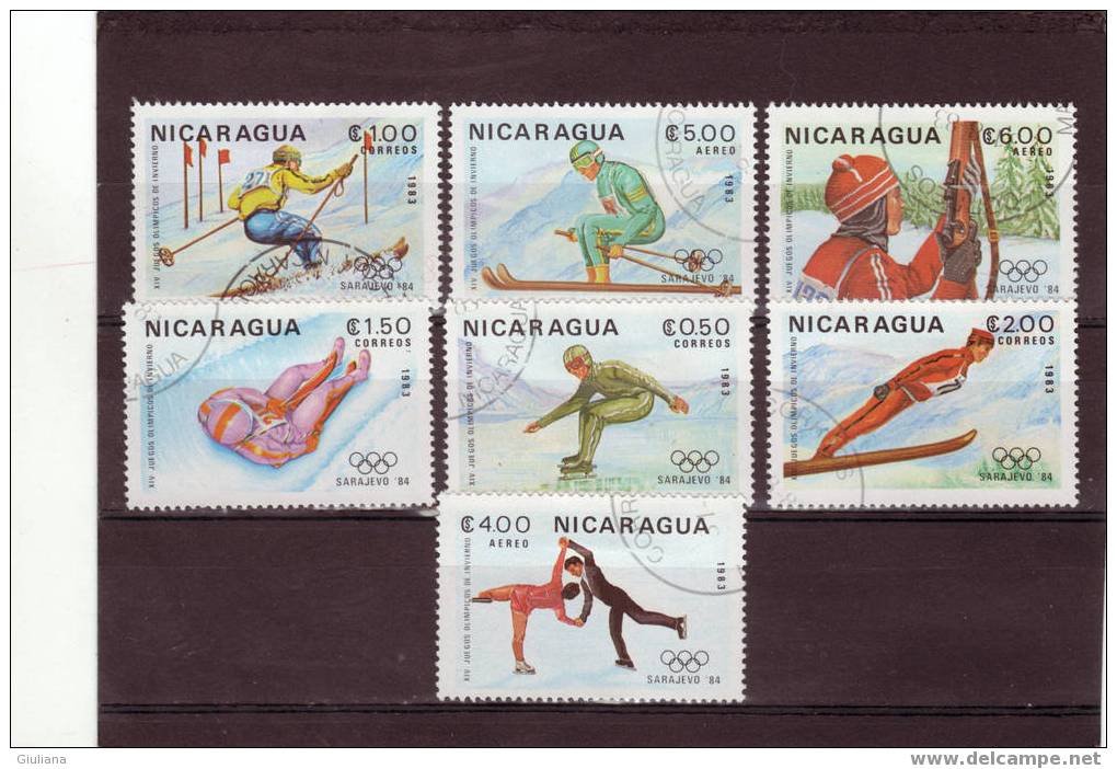 Nicaragua  - Serie N.1282(5+A1030/32 Used (Yvert) 1984 JO Sarajevo 1984 - Invierno 1984: Sarajevo
