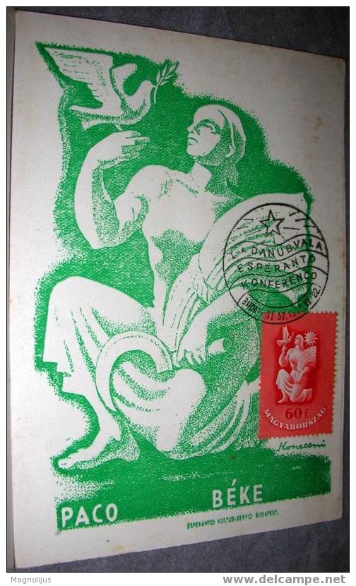 Esperanto,Hungary,Signatured,Event Stamp,Maximum Card,vintage Postcard - Esperanto