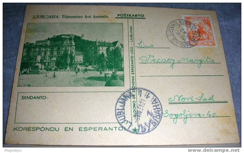 Esperanto,Yugoslavia,Slovenia,Ljubljana,Postcard,Event Stamp,Congres - Esperanto