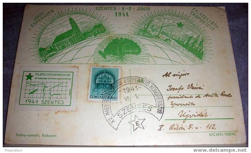 Esperanto,Hungary,Exposition,Congres,Event Stamp,Label,Vintage Postcard - Esperanto