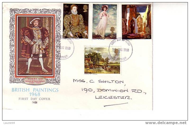 1 FDC English Paintings 1968 - 1 Envelope Premier Jour Peinture Anglaise 1968 - 1952-1971 Pre-Decimal Issues