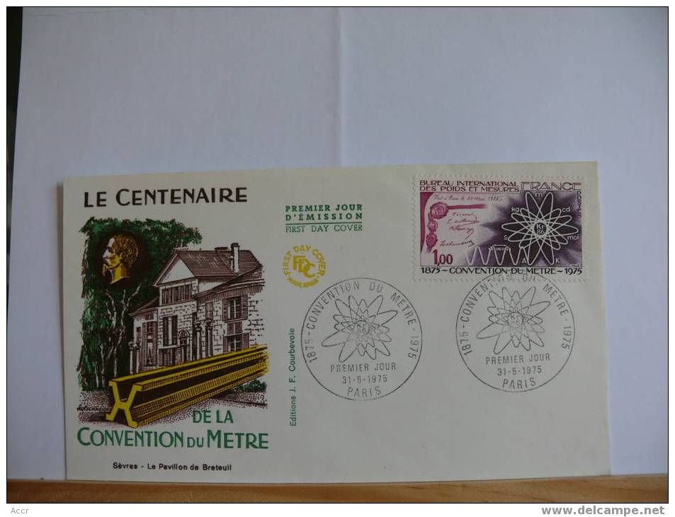 France FDC 1975 Centenaire De La Convention Du Mètre. - Physique