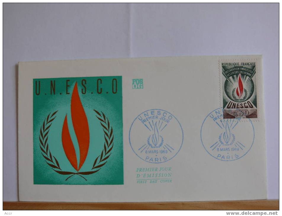 France 3 FDC 1969 UNESCO Déclaration Universelle Des Droits De L'Homme. - UNESCO