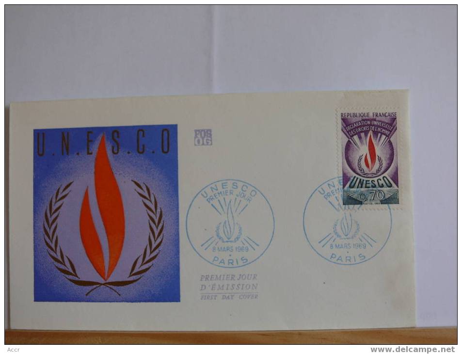 France 3 FDC 1969 UNESCO Déclaration Universelle Des Droits De L'Homme. - UNESCO