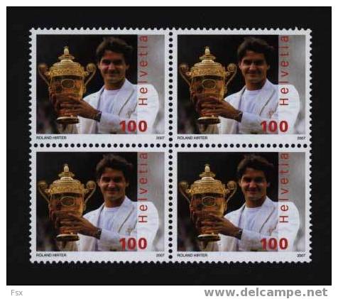 Roger Federer Postfrisch, Viererblock ** - Nuevos