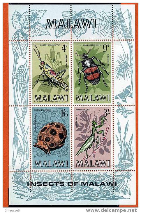 Malawi ** Bloc N° 17 - Insectes - Malawi (1964-...)