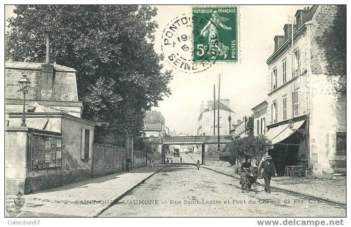 95 - VAL D´OISE - ST OUEN L'AUMONE - RUE ST LAZARE Et PONT Du CHEMIN De FER - Saint-Ouen-l'Aumône