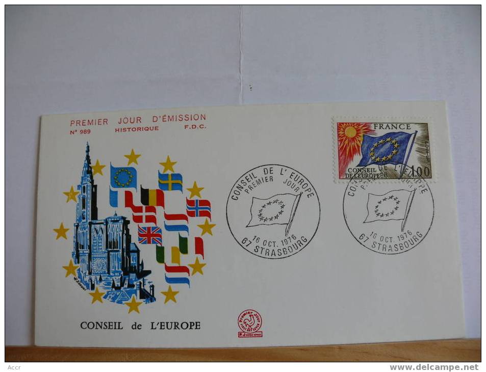 France FDC 1976 Conseil De L'Europe Strasbourg. Drapeau. - Covers