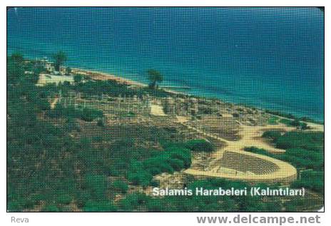 TURKISH CYPRUS NORTH 200 U  SALAMIS OLD THEATRE BEACH  LANDSCAPE  CHIP YELLLOW  SPECIAL  PRICE !! READ DESCRIPTION !! - Chypre