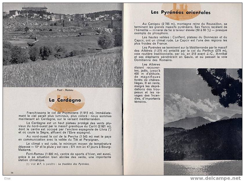 LES PYRENEES DE LA GARONNE A LA MEDITERRANEE  - BIBLIOTHEQUE DU TRAVAIL 1962  - 24 PAGES - NOMBREUSES PHOTOS - Midi-Pyrénées