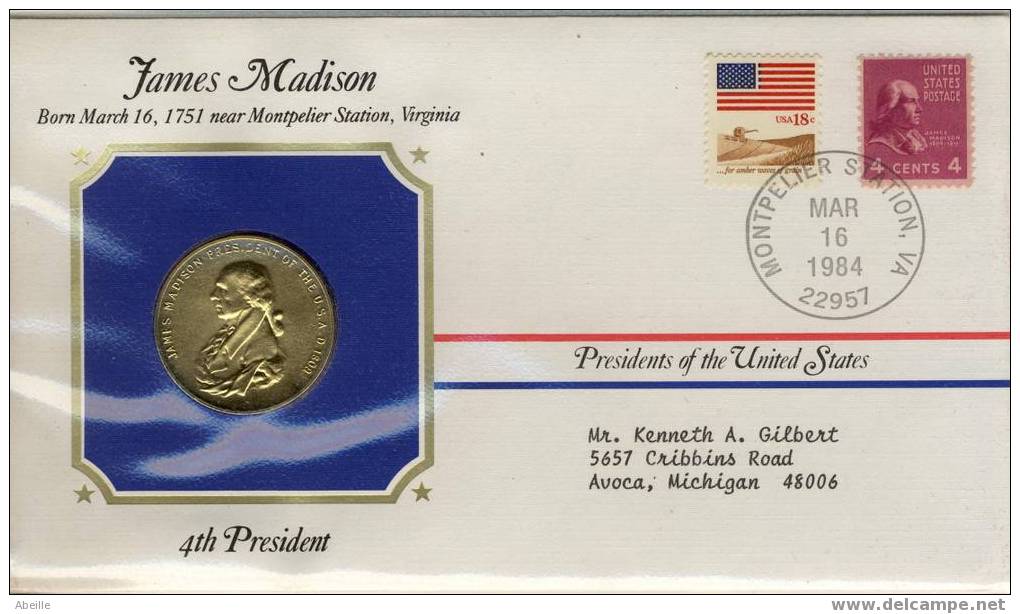 7600  1984 JAMES MADISON  WITH GOLD MEDAL - 1981-1990