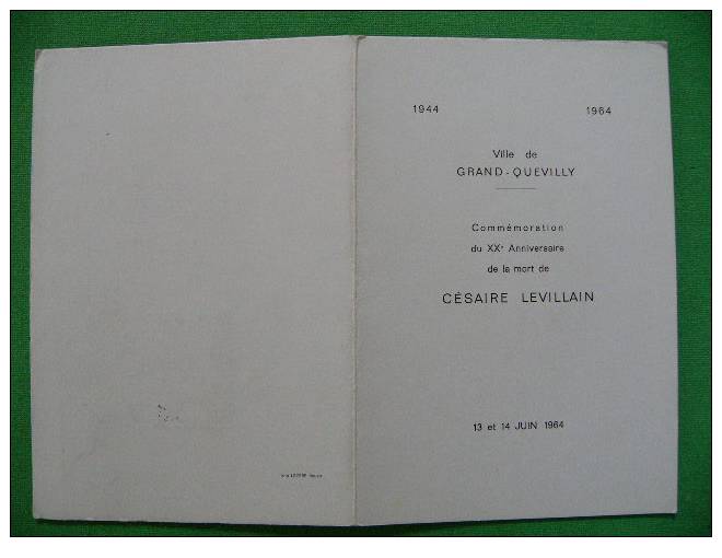 Commémoration De La Mort De Cesaire Levillain Le Grand Quevilly - Guerre Mondiale (Seconde)