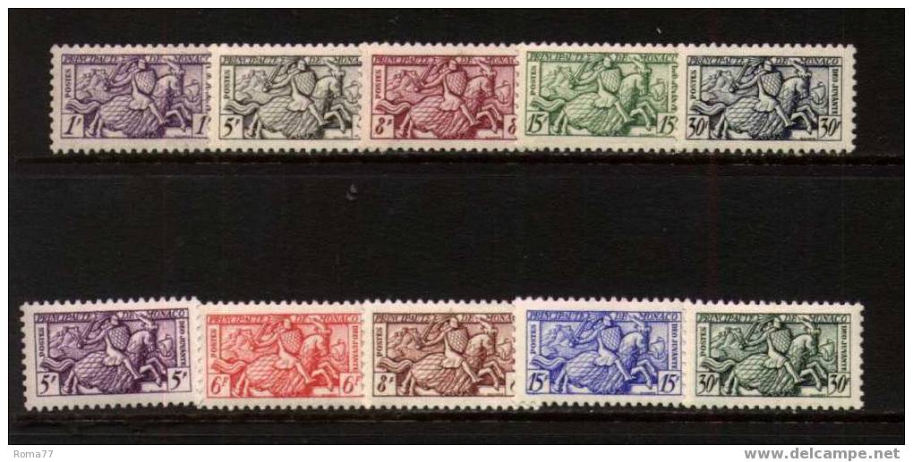 ES172 - MONACO , Cavalieri : Le Due Serie N. 371/75 + 415/19  *** - Unused Stamps