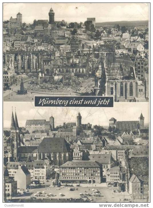 Allemagne.La Place Du Marché De Nürnberg Avant Et Après La Guerre.Double-vue.cpsm. - Nuernberg