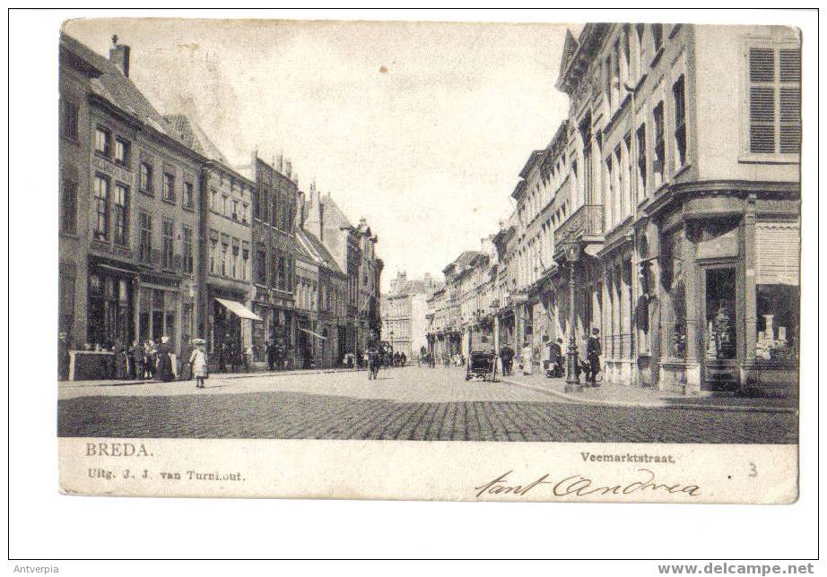 BREDA Veemarktstraat  Gelopen 1906 (uitg.van Turnhout) Zie Scans - Breda