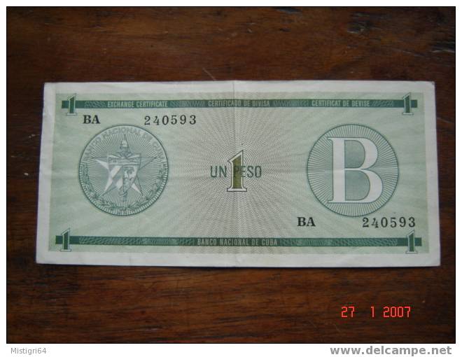 1 PESOS SERIE B NON DATE 1985 - Cuba