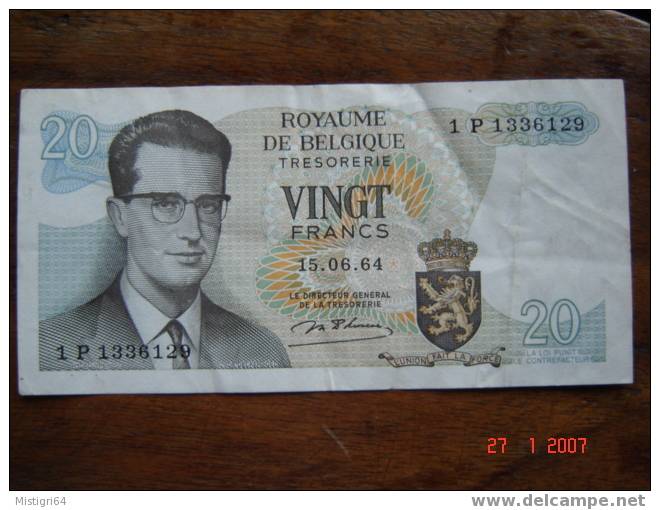 20 FRANCS 1964 ROYAUME BELGIQUE - Autres & Non Classés