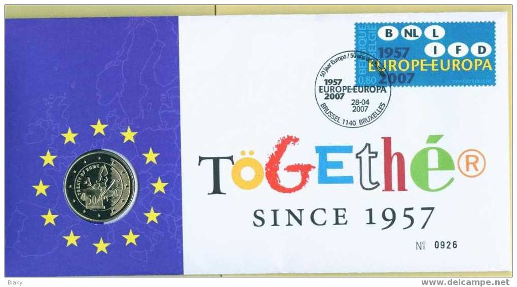 2007  TRAITE DE ROME ** 50 ANS ** EUROPA BRUXELLES 28 AVRIL  LIMITE A 3.000EXEMPLAIRES - Numisletters