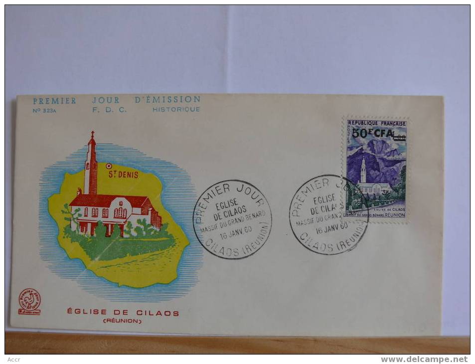 Réunion CFA FDC 1960 Massif Du Grand Bénard  - Eglise De Cilaos - - Storia Postale