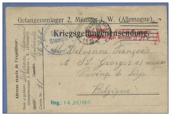 Kriegsgefangenensendung MUNSTER Naar ST-GEORGES-SUR-MEUSE - Prisoners