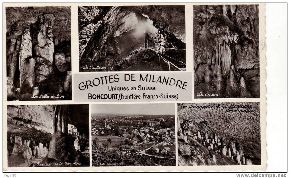 SUISSE  BONCOURT Grottes De Milandre Cpa Multivues Le Plus Beau But De Promenade Du Jura Suisse - Boncourt