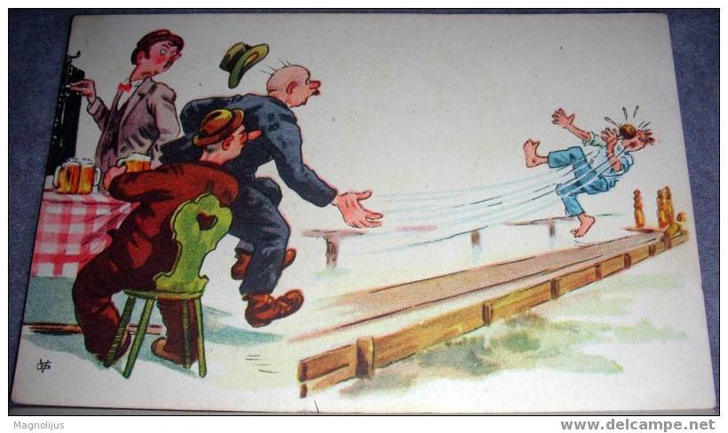 Sport,Bowling,Humour,Beer,Signatured,vintage Postcard - Boliche