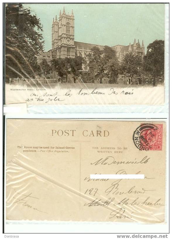 Postcard Of London, Westminster Abbey, Circulated 11/01/1904 - Westminster Abbey