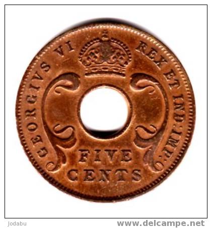 5 Cents De 1943  East-africa - Colonies