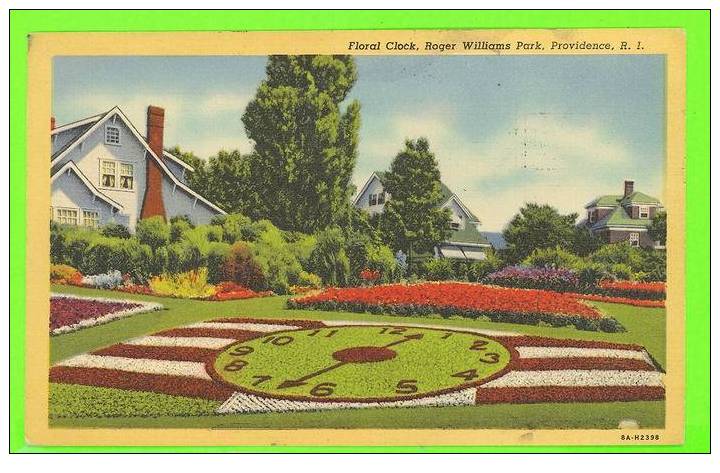 PROVIDENCE, RI - FLORAL CLOCK - ROGER WILLIAMS PARK - TRAVEL IN 1948 - BERGER BROS - - Providence