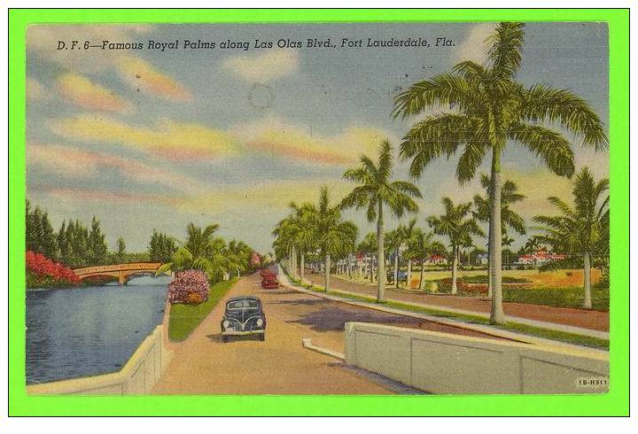 FORT LAUDERDALE, FL - ROYAL PALMS ALONG LAS OLAS BLVD - TRAVEL IN 1952 - - Fort Lauderdale