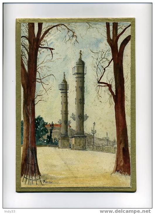 - BORDEAUX . LES COLONNES ROSTRALES . AQUARELLE SIGNEE ET TITREE - Acuarelas