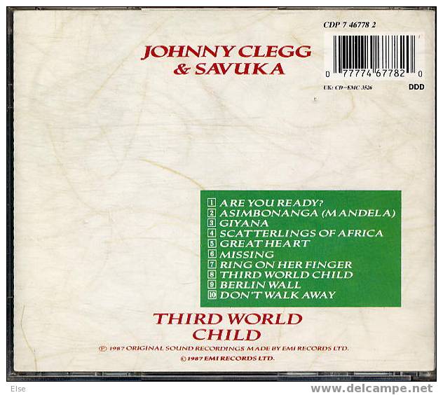 JOHNNY CLEGG & SAVUKA  -  THIRD WORLD CHILD  -  CD 10 TITRES 1987 - Sonstige - Englische Musik