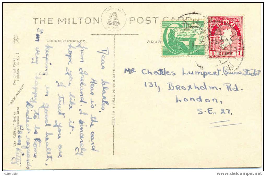 Ireland Postal History. Card 1950? To U.K. - Briefe U. Dokumente