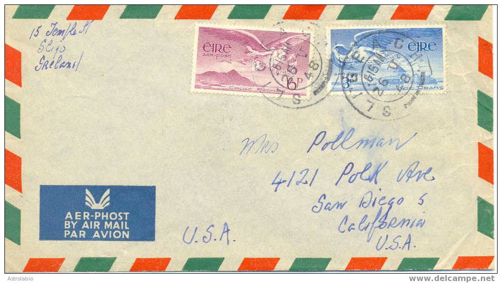 Ireland Postal History. Cover 1948 To USA Yvert Aé 2-3 - Poste Aérienne