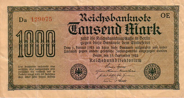 ALLEMAGNE   1 000 Marks   Daté Du 15-09-1922   Pick 76     ***** QUALITE  VF+ ***** - 1000 Mark