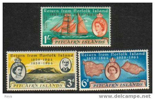 PITCAIRN  ISLANDS SET OF 3 RETURN FROM NI SHIP  QEII LHMINT 1961 SG32-34  SPECIAL PRICE !! READ DESCRIPTION !! - Islas De Pitcairn